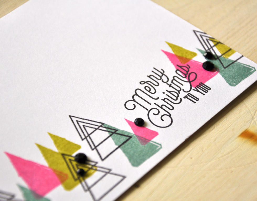 Stamps: Treetops Glisten<br />
Ink: True Black, Hibiscus Burst, Ocean Tides, and Limeade Ice<br...