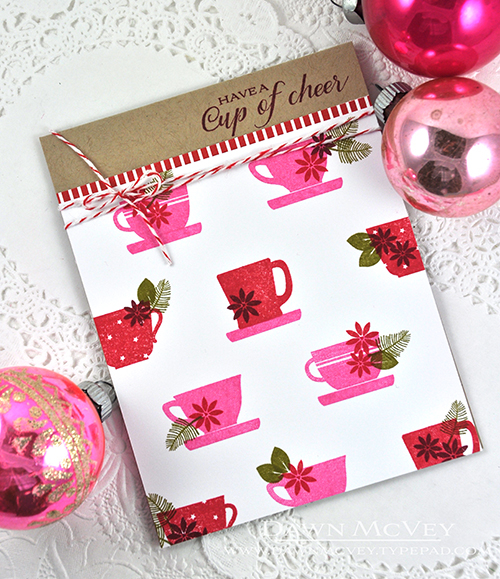 Paper: stamper&#039;s select white, kraft, pure poppy + white basics<br />
Stamps: Cup of...