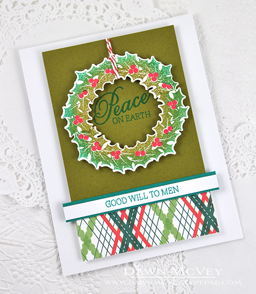 Paper: stamper&#039;s select white, ripe avocado, tropical teal, holiday plaid<br />
Stamps:...