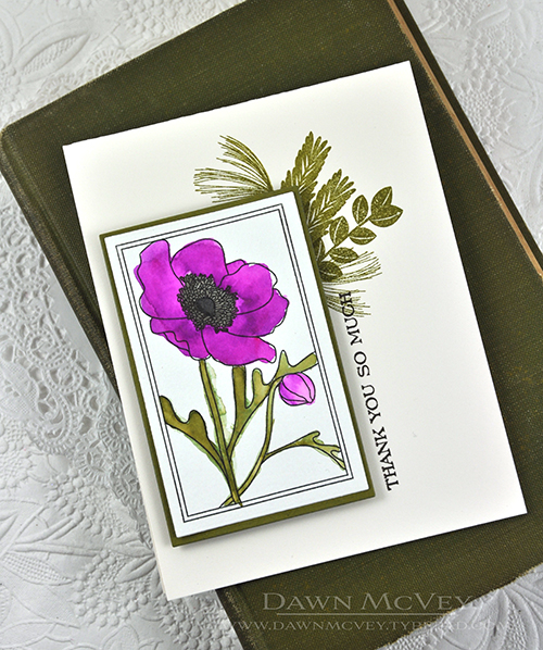 Paper: vintage cream, watercolor card stock<br />
Stamps: Botanical Blocks III, Spruce &amp;...