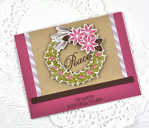 Paper: kraft, dark chocolate, autumn rose, striped vellum, stamper&#039;s select white<br />...