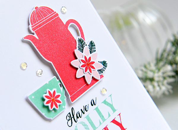 STAMPS: Cup of Cheer<br />
DIES: Cup of Cheer<br />
PAPER: Stampers Select<br />
INK: Aqua...