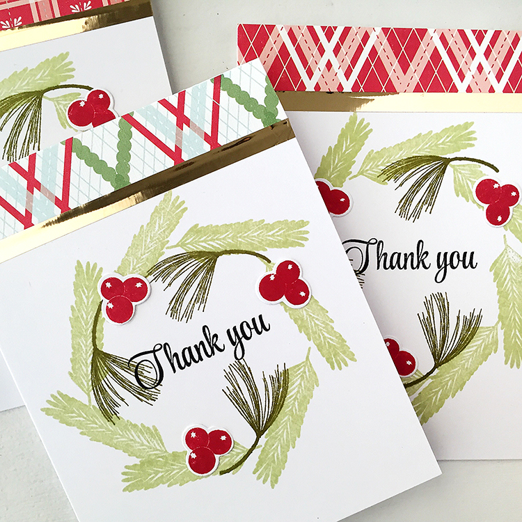 STAMPS: Spruce &amp;amp; Sprigs<br />
INK: Spring Moss, Ripe Avocado, Pure Poppy<br />
PAPER:...