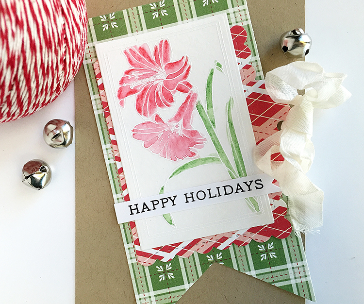 STAMPS: Botanical Blocks III<br />
INK: True Black, Versamark<br />
PAPER: Holiday Plaid paper...