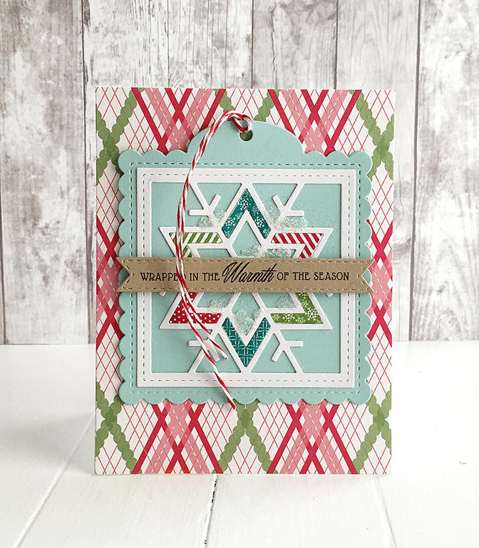 STAMPS: Quilted: Winter<br />
INK: Pure Poppy, Tropical Teal, New Leaf, Dark Chocolate<br />...
