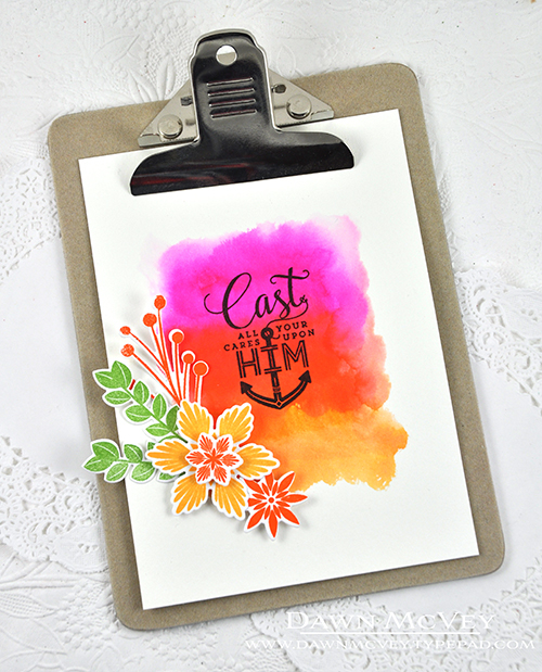 Paper: watercolor card stock, stamper&#039;s select white<br />
Stamps: Phrase &amp; Praises,...