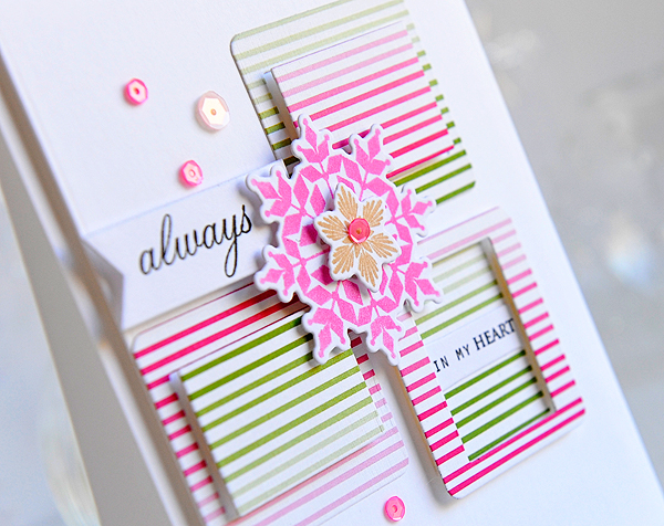 STAMPS: Mini Slide Frame, Mat Stack 3 Collection, Fab Flakes<br />
DIES: Mini Slide Frame, Fab...