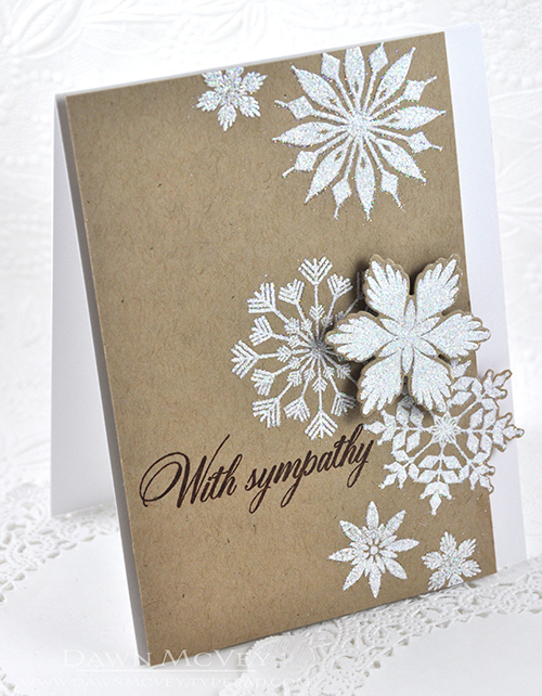 Paper: stamper&#039;s select white, kraft<br />
Stamps: Fab Flakes, Tucked In: Sympathy, Keep...