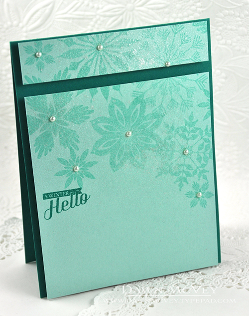 Paper: aqua mist, tropical teal<br />
Stamps: Fab Flakes<br />
Ink: tropical teal, aqua...