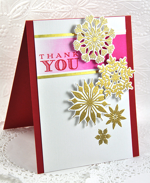 Paper: white linen, stamper&#039;s select white, pure poppy, luxe gold adhesive sheet<br />...