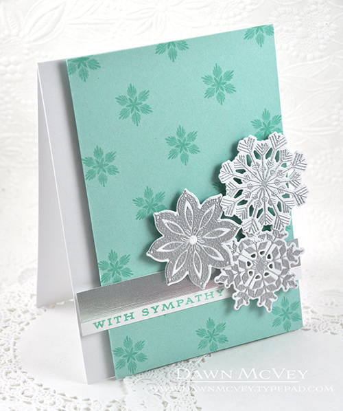 Paper: stamper&#039;s select white, luxe silver patterned paper, aqua mist<br />
Stamps: Fab...