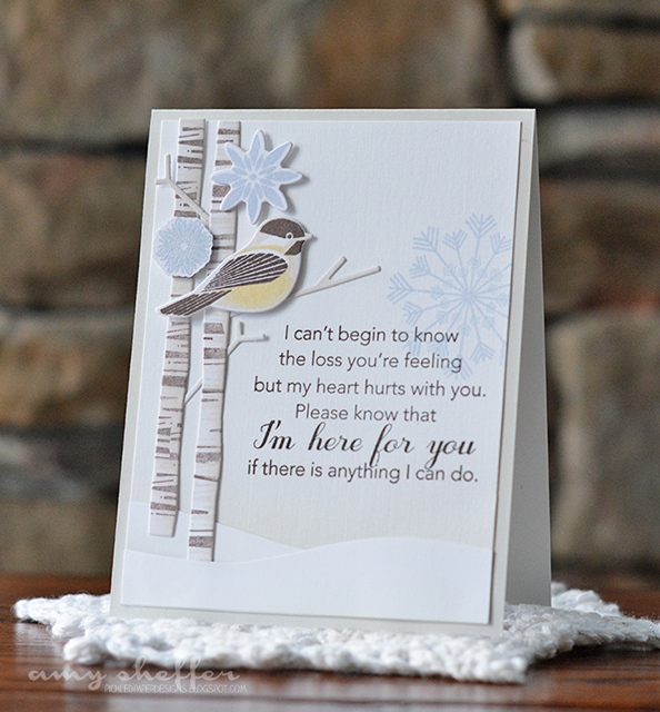 Stamps: Winter Woods, Tucked In: Sympathy, Fab Flakes<br />
<br />
Dies: Winter Woods, Fab...