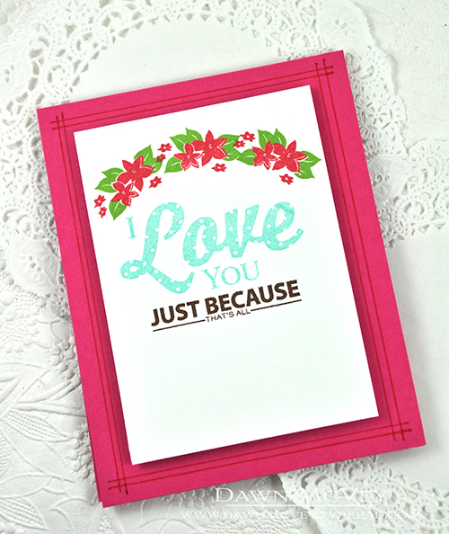 Paper: stamper&#039;s select white, raspberry fizz<br />
Stamps: Enclosed: Heart, Perfect...