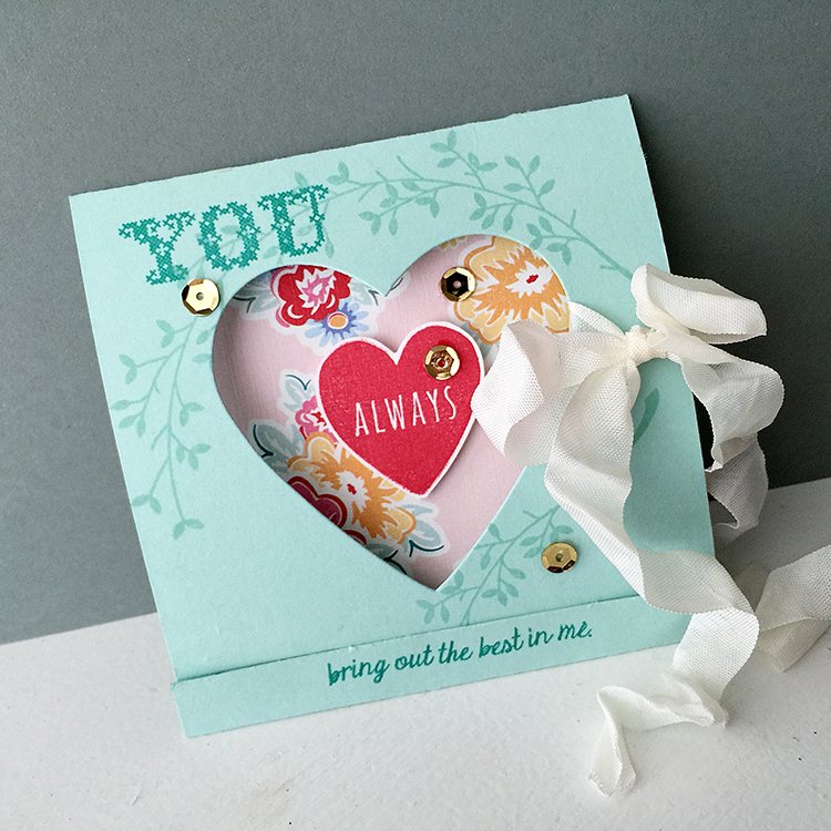 STAMPS: XOXO, Stitched Sentiments<br />
INK: Aqua Mist, Pure Poppy, Tropical Teal<br />
PAPER:...