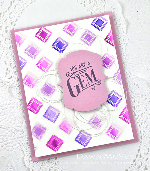 Paper: watercolor card stock, lavender moon<br />
Stamps: You&#039;re a Gem<br />
Ink:...