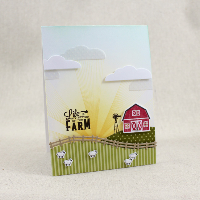 Stamps: Hello Sunshine, Petite Places: Barnyard, Barnyard Sentiments - Papertrey Ink<br />...