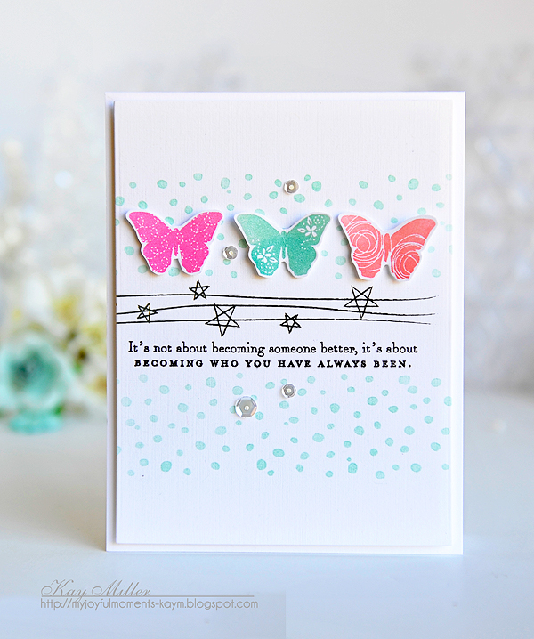 STAMPS:<br />
Bitty Butterflies, Background Basics<br />
PAPER: Stamperâ€™s Select, Star...