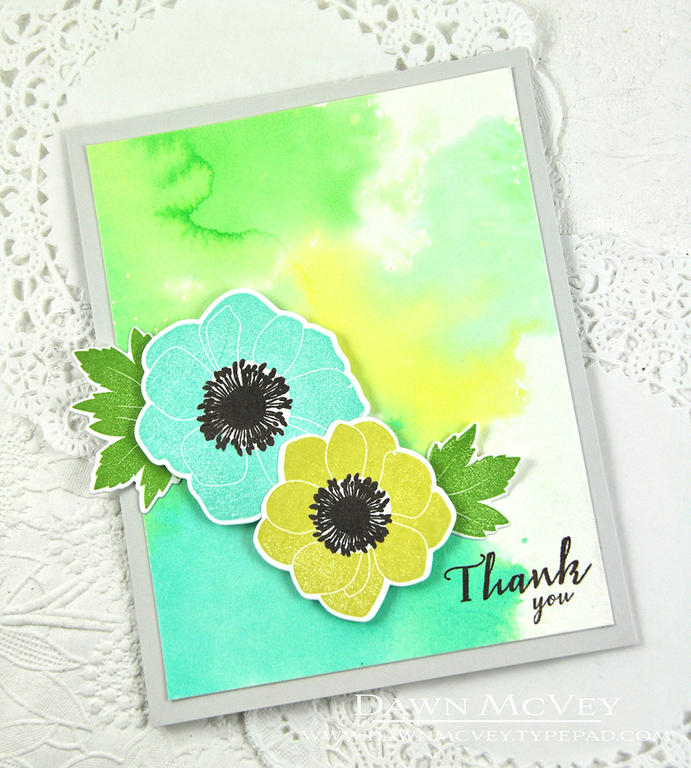 Paper: watercolor paper, soft stone, stamper&#039;s select white<br />
Stamps: Bold Blossoms<br...