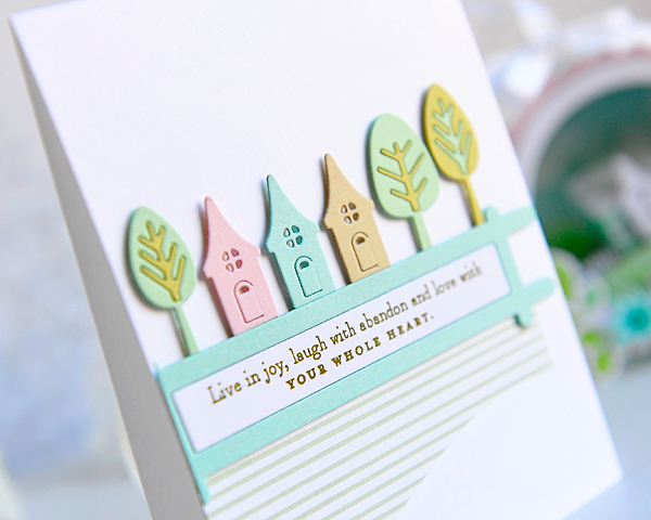 STAMPS: Bitty Butterflies<br />
DIES: Petite Places: Home &amp; Garden, Sentiment Splits: Curve...