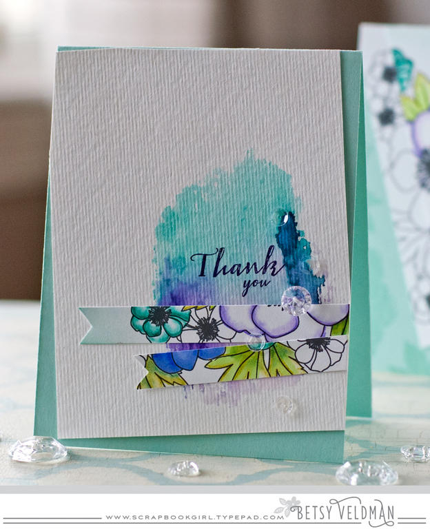 Stamps: bold blossoms<br />
Ink: Aqua mist, enchanted evening, Royal velvet <br />
Card stock:...