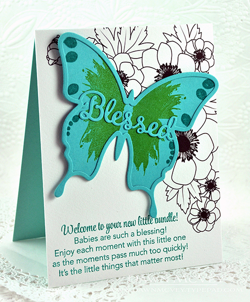 Paper: aqua mist, hawaiian shores, Bold Blossoms watercolor coloring page<br />
Stamps:...