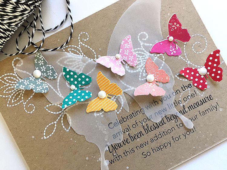 STAMPS: Tucked In: Baby, Stitches &amp; Swirls, Bitty Butterflies<br />
INK: True Black,...
