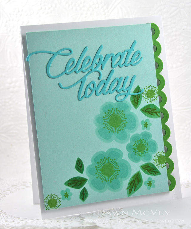 Paper: stamper's select white, new leaf, aqua mist, hawaiian shores<br />
Stamps: Color...