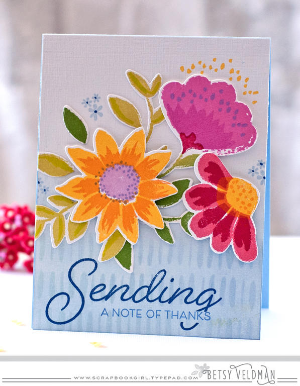 stamps: painted petals<br />
ink: bright buttercup, summer sunrise, lavender moon, winter...