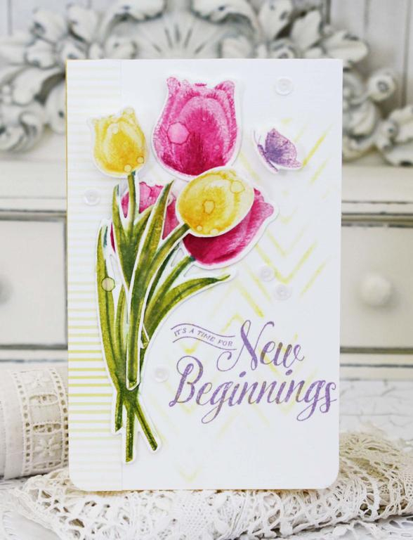 Papertrey Ink Supplies Used:<br />
Stamps:<br />
Tulip Time<br />
Ink:<br />
Hibiscus Burst,...
