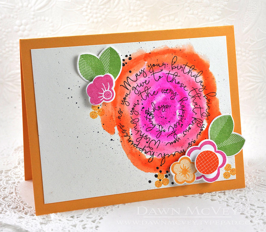 Paper: stamper&#039;s select white, summer sunrise, watercolor card stock<br />
Stamps: Script...