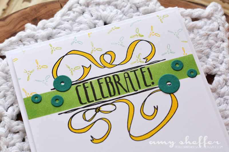 Stamps: Splits: Celebrate<br />
<br />
Dies: Shaker Shapes: Circle<br />
<br />
Ink: Aqua...