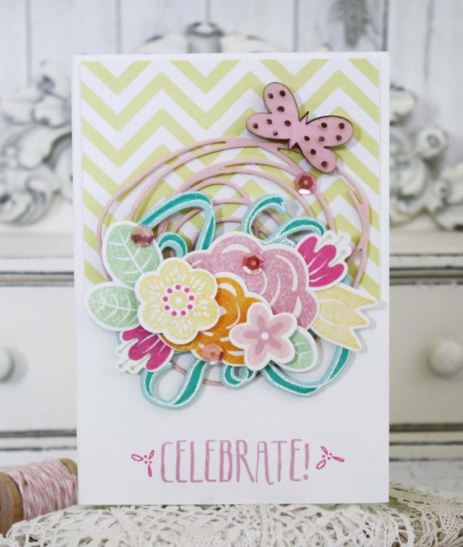 Papertrey Ink Supplies Used:<br />
Stamps:<br />
Bloomin&#039; Cute, Splits:  Celebrate<br />...