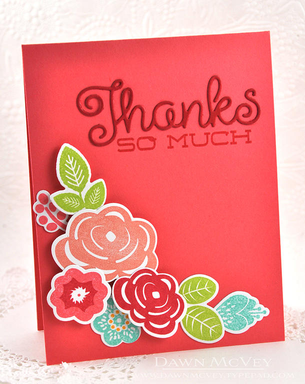 Paper: stamper&#039;s select white, pure poppy, berry sorbet<br />
Stamps: Bloomin&#039;...