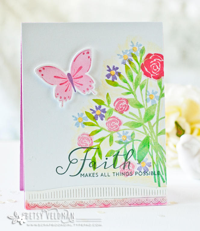 stamps: friendship jar flowers, inspired: faith, color pop butterflies<br />
ink: green...