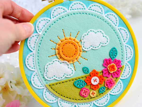 DIES: Stitched Sunshine, Stitched Rainbow, Stitched Circle Bases, Hoopla: Stitched Scallop,...