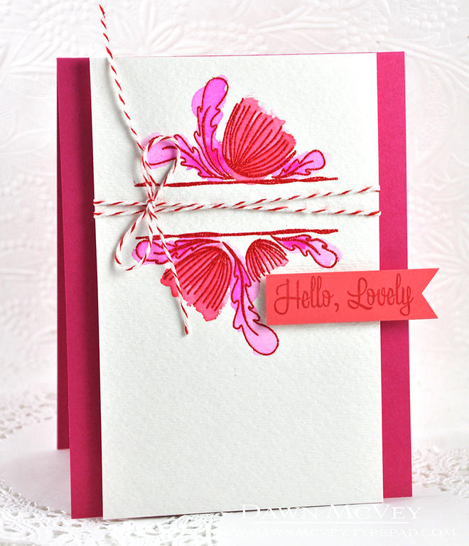 Paper: watercolor card stock, berry sorbet, raspberry fizz<br />
Stamps: Splits: Thank You,...