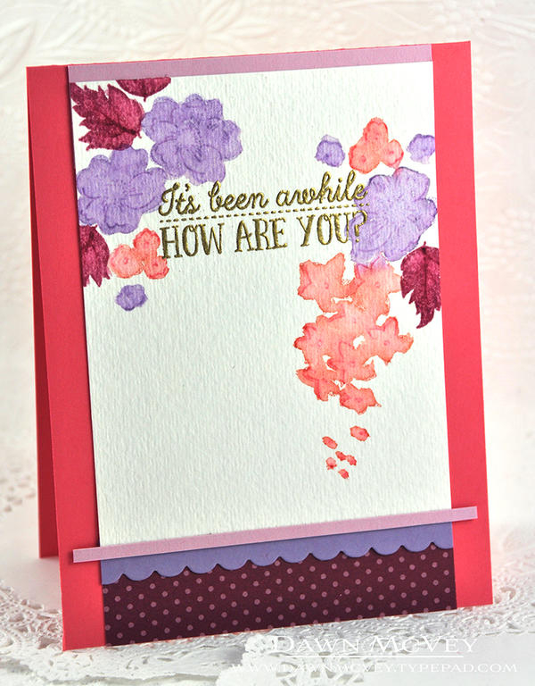 Paper: watercolor card stock, berry sorbet, lavender moon, winter wisteria, plum pudding bitty...
