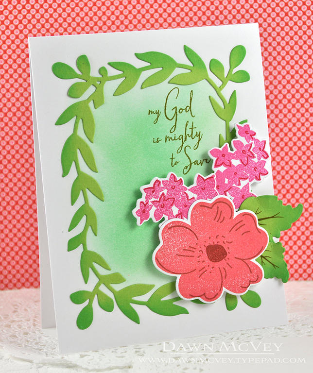 Paper: stamper&#039;s select white, green boutique<br />
Stamps: Walk by Faith, Floral...