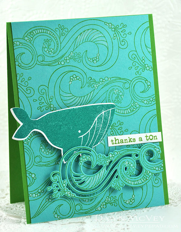 Paper: stamper&#039;s select white, new leaf, hawaiian shores<br />
Stamps: What the Doodle:...