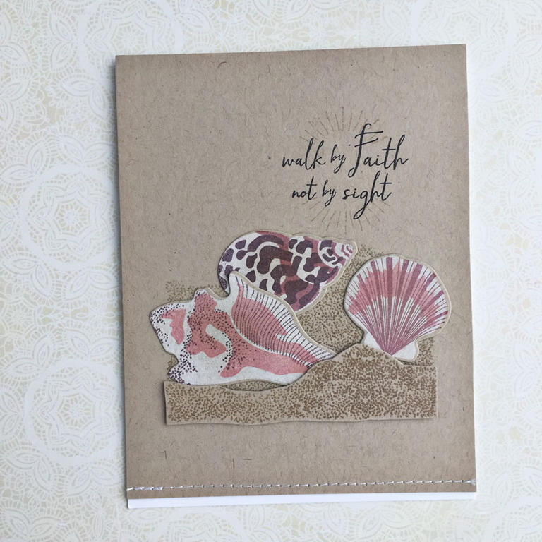 size: 4 1/4&quot; x 5 1/2&quot;<br />
<br />
stamps: Simple Seashells, Sand Swatch, Walk By...
