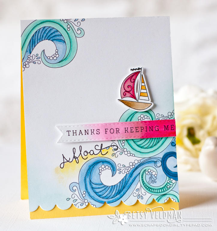 stamps: what the doodle: waves<br />
ink: memento tuxedo<br />
cardstock: stamper&#039;s...