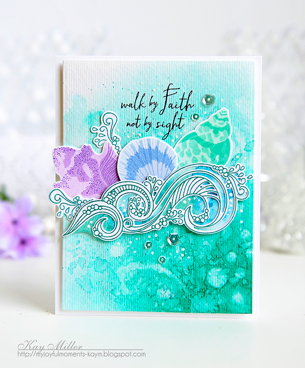 STAMPS: Simple Seashells, Walk By Faith, What The Doodle: Waves<br />
DIES: Simple Seashells,...