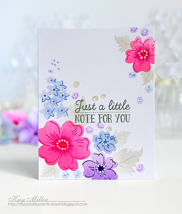 STAMPS: Floral Sketches<br />
INK: Hibiscus Burst, Razzberry Fizz, Spring Rain, Blueberry Sky,...