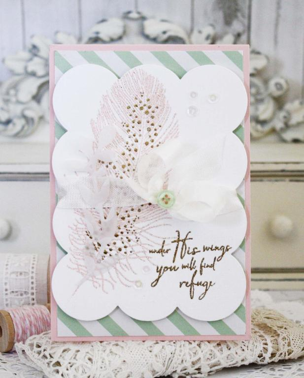 Papertrey Ink Supplies Used:<br />
Stamps:<br />
Feather Finery and Walk by Faith<br />...