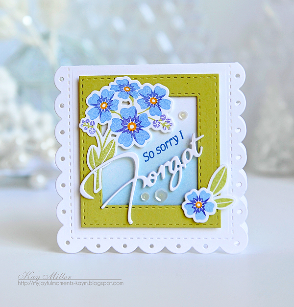 STAMPS: Forget Me Not<br />
DIES: Forget Me Not, Noted: Scalloped Square Dies<br />
INK:...