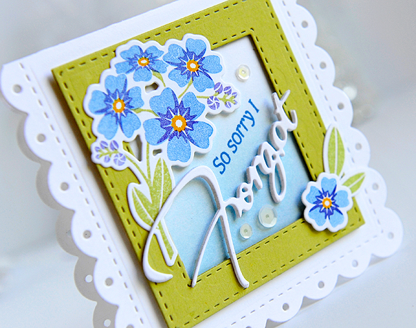 STAMPS: Forget Me Not<br />
DIES: Forget Me Not, Noted: Scalloped Square Dies<br />
INK:...