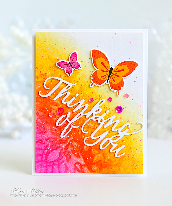 DIES: Big Basics Thinking of You Die, Color Pop Butterflies<br />
INK: Raspberry Fizz, Orange...