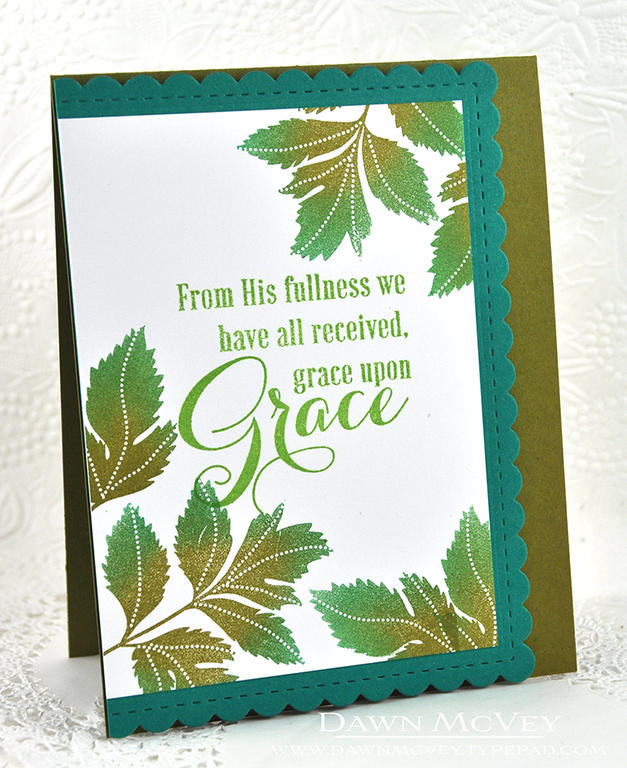 Paper: stamper&#039;s select white, ripe avocado, tropical teal<br />
Stamps: Inspired: Grace,...