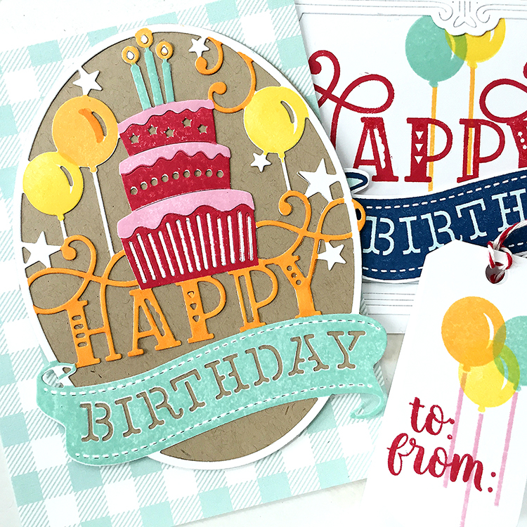 STAMPS: Paper Clippings: Birthday<br />
INK: Pure Poppy, Summer Sunrise, Bright Buttercup, Aqua...