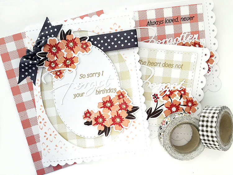 Forgot Your Birthday card:<br />
STAMPS: Forget Me Not<br />
INK: Melon Berry, Pure Poppy,...